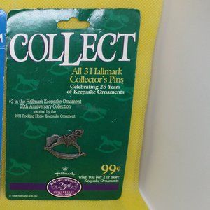 No 2 Signed C 1998 HMK Rocking Horse Pewter Lapel Pin Original Cards Christmas